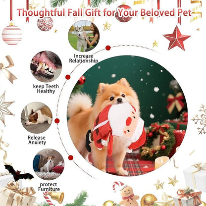 BINGPET Dog Squeaky Toys, 2 Pack No Stuffing Christmas Dog Toys, Reindeer & Santa Interactive Plush with Squeaky Ball and Crinkle Paper, Durable Holiday Fun for Small Medium Large Dogs