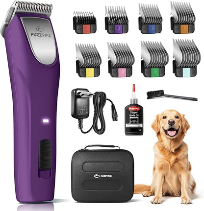 Professional Dog Clippers for Grooming - 2 Speed Pet Grooming Kit for Thick Curly Matted Coats - Low Noise Heavy Duty Cordless Hair Trimmer with Detachable Metal Blade