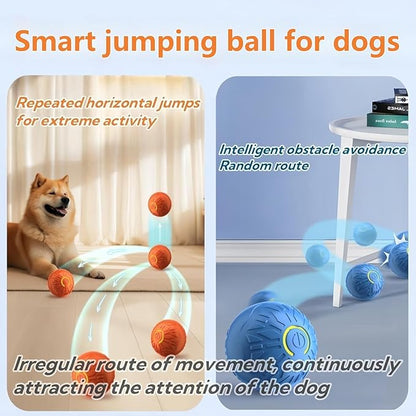 Interactive Dog Ball, Activated Automatic Rolling Ball for Dog, Self Moving Vibrating Smart Jumping Automatic Moving Bouncing and Rotating Balls for Pets (Blue)