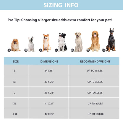 Dog Cooling Mat for Large Dogs - 41x27 Orthopedic Memory Foam Pet Pad for Summer, QMAX>0.5, Washable Premium Comfort Crate Pad for Your Furry Companion, Grey