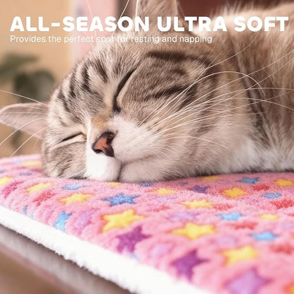 Mora Pets Dog Crate Pad - Ultra Soft Pet Bed With Cute Star Print, Washable Mat for Large Medium Small Dogs, Reversible Fleece Kennel Liner, Cat Bed 41 x 29 Inch Pink
