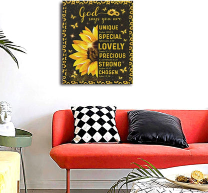 Christian Sunflower Bathroom Pictures Wall Art, Bible Verse Bathroom Wall Decor for Bedroom Office Wall Decorations for Bathroom Living Room Painting Artwork Modern Poster Prints 24"L x 20"W
