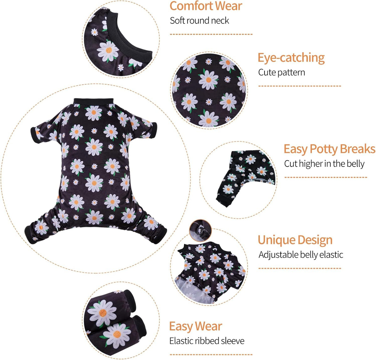 CuteBone Small Dogs Outfit Soft Puppy Onesies Pjs Dog Pajamas Pet Coat Cat Apparel Comfy Doggie Jumpsuit Bodysuit for All Seasons P221L