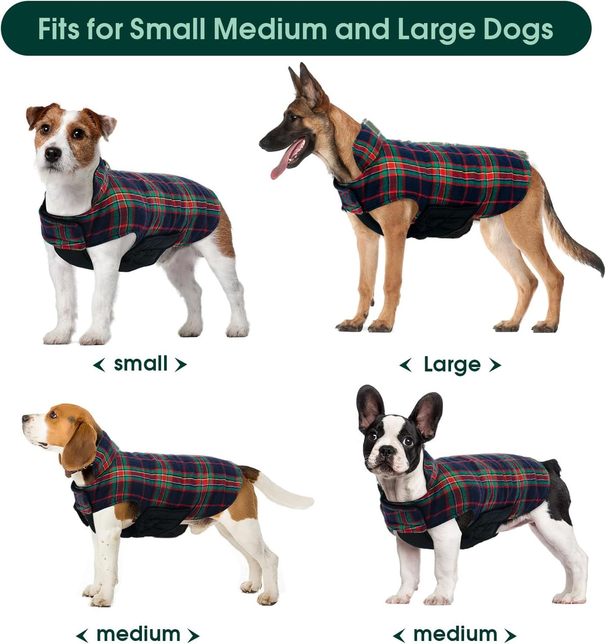 Kuoser Waterproof Dog Coat, Reversible Dog Jacket for Small Dogs, Adjustable Durable Doggie Winter Coat Warm Cozy Puppy Cold Weather Apparel from Small to Large Breed, RoyalBlue S