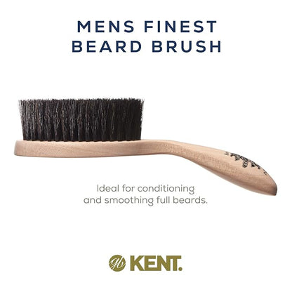 Kent BRD5 Men's Beard and Mustache Brush - Hand-Mixed Horsehair and Nylon Blend for Flawless Shaping and Grooming, Ergonomic Pistol-Like Grip Wood Handle, Dry or Wet Beard, Distributes Oils/Balms