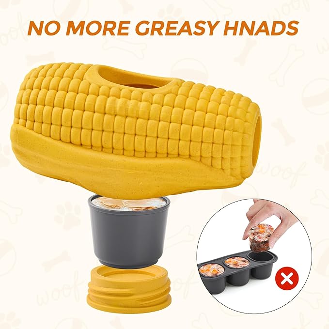 Interactive Frozen Dog Treat Toy, Indestructible Dog Enrichment Toys for Large Dogs, Dog Toys to Keep Them Busy, Corn Shape