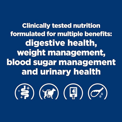 Hill's Prescription Diet w/d Multi-Benefit Digestive/Weight/Glucose/Urinary Management Vegetable & Chicken Stew Wet Dog Food, Veterinary Diet, 12.5 oz. Cans, 12-Pack
