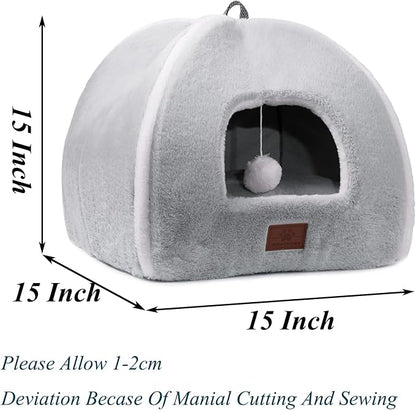 Cat Bed for Indoor Cats - Cat Cave Bed Cat House Cat Tent with Removable Washable Cushioned Pillow, Soft and Self Warming Kitten beds,Cat Beds & Furniture,for Small and Medium Pet Bed.