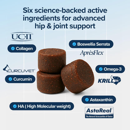 PupFlex+ Hip and Joint Supplement Dogs, Vet Created Soft Chews with UC-II® Collagen for Dogs, CurcuVET® & Omega 3, Proven More Effective Than Glucosamine Chondroitin, Dog Joint Supplement (60 ct)