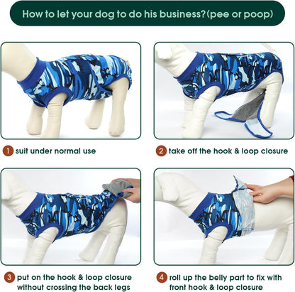 Kuoser Recovery Suit for Dogs Cats After Surgery, Professional Pet Recovery Shirt Dog Abdominal Wounds Bandages, Substitute E-Collar & Cone,Prevent Licking Dog Onesies Pet Surgery Recovery Suit