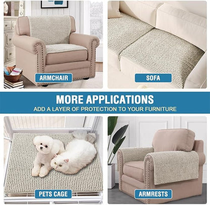 H.VERSAILTEX Plush Chenille Couch Armrest Cover 2 Packs Thick and Soft Sofa Covers Furniture Protector Cover for Pets (27.5" x 27.5", Oatmeal)