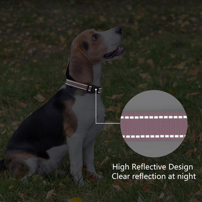 Reflective Dog Collar Padded with Soft Neoprene Breathable Quick Release Basic Dog Collars for Puppy Extra Small Dogs Pink Girl