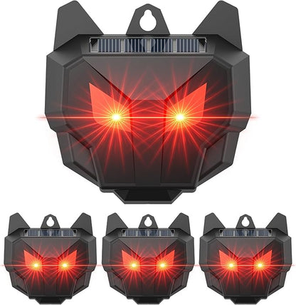 4 Pack Solar Nocturnal Animal Repeller with Red Flashing Lights, Humane Coyote Deterrent for Fox Raccoon Skunk Deer, Waterproof Predator Eyes Animal Deterrent for Chicken Coop & Garden