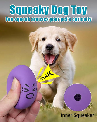 Dog Toys Squeaky, Interactive Funny Puppy Ball Pack, Latex Rubber Squeak Pet Toy Egg Balls for Puppies Small Medium Breed Dogs