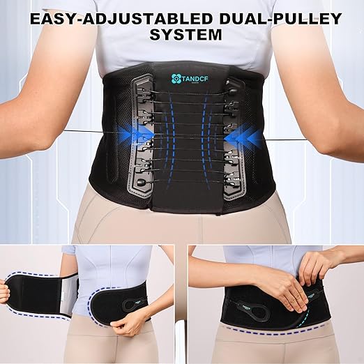 TANDCF Back Brace for Lower Back Pain Relief with Pulley System,Lumbar Support Belt for Men & Women with Bionic Support System, Ergonomic Design and Lightweight Skin Friendly Material (L)