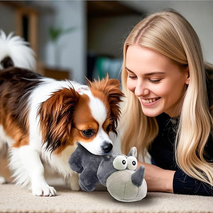 Squeaky Dog Toy Cute Chew Toys with Crinkle Paper Durable Hours of Fun for Small Puppy Middle and Large Dogs Stuffed Toys Rhinoceros