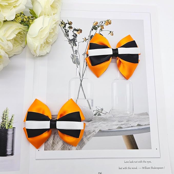 2Pcs Clownfish Hair Bow Clips Ocean Theme Accessories Halloween Costume Dress up Birthday Party Supplies Orange White 3.5 in