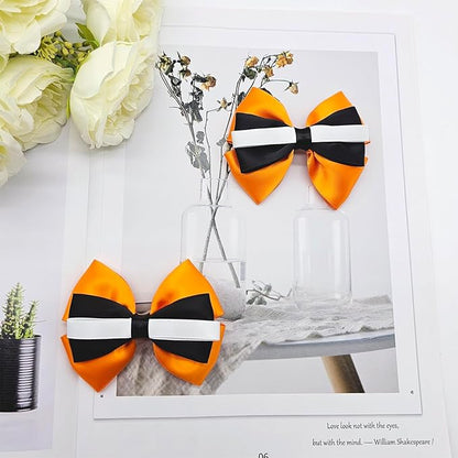 2Pcs Clownfish Hair Bow Clips Ocean Theme Accessories Halloween Costume Dress up Birthday Party Supplies Orange White 3.5 in