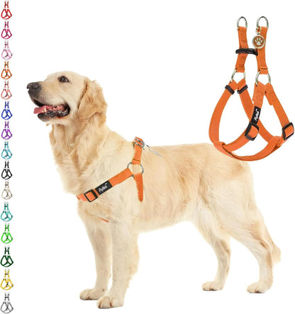 PUPTECK No Pull Dog Harness Soft Adjustable Basic Nylon Step in Puppy Vest Outdoor Walking with ID Tag Medium Orange