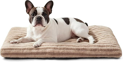 FURTIME Washable Small Dog Bed, Deluxe Dog Crate Beds | Comfy Fluffy Kennel Pad Anti-Slip Pet Sleeping Mat for Puppy/Cat, Machine Washable Dogs Pillow, 23"x18"x3", Brown