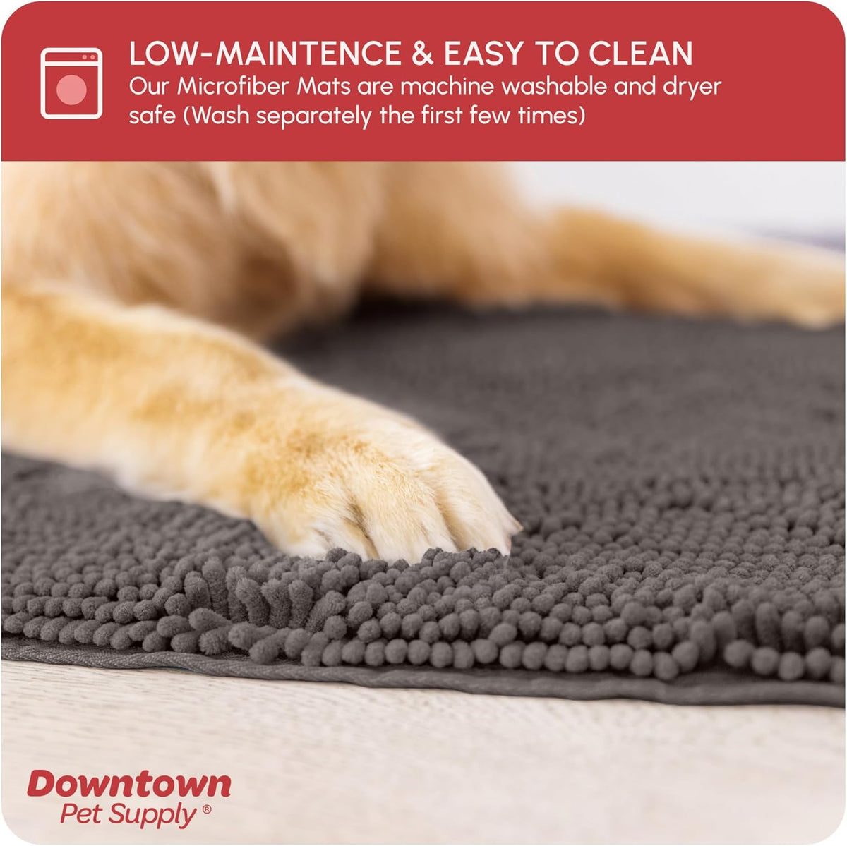 My Doggy Place Microfiber Dog Mat for Muddy Paws, 60" x 36" Ash - Non-Slip, Absorbent and Quick-Drying Dog Paw Cleaning Mat, Washer and Dryer Safe - X-Large/Runner