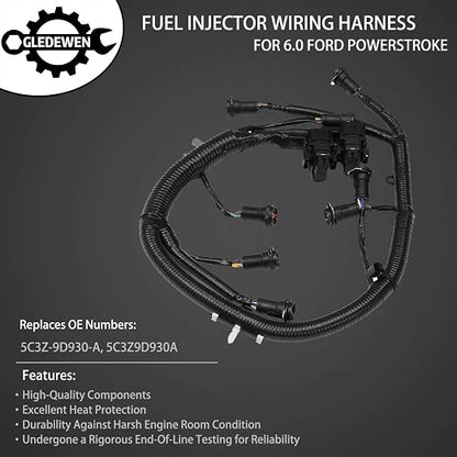 FICM Engine Fuel Injector Complete Wiring Harness | for Ford 6.0L Powerstroke Diesel | 2003-2007 F250 F350 F450 F550, 2004-2005 Excursion | Replace# 5C3Z-9D930-A, 5C3Z9D930A