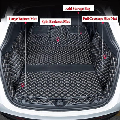 Trunk Mat Cover Compatible with BMW X5 PHEV 2019-Current Back Seat Cover & Cargo Liner & High Side Mats Heavy Duty Leather Mat - Beige