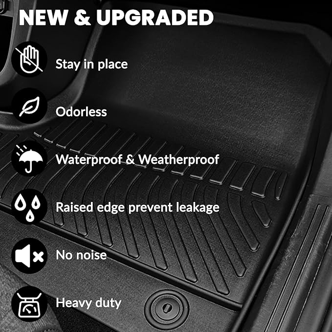 AUXKO All Weather Floor Mats Cargo Mat Rear Back Seat Protector Fits for Kia Sorento Hybrid & PHEV 2021-2025 2026 TPE Liner Sorento Hybrid Accessoires Odorless Anti-Slip Black