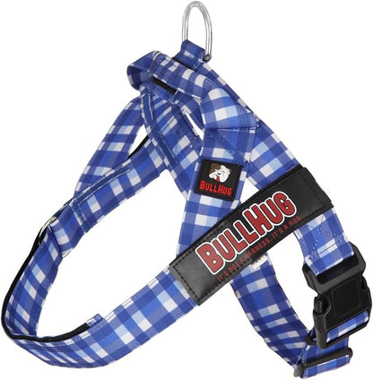 Adjustable Dog Harness– No Pull, No Choke – for English Bulldogs, French Bulldogs, Pugs & Broad-Chested Breeds – Easy, Safe Walks (BLUEWHITE, Medium)