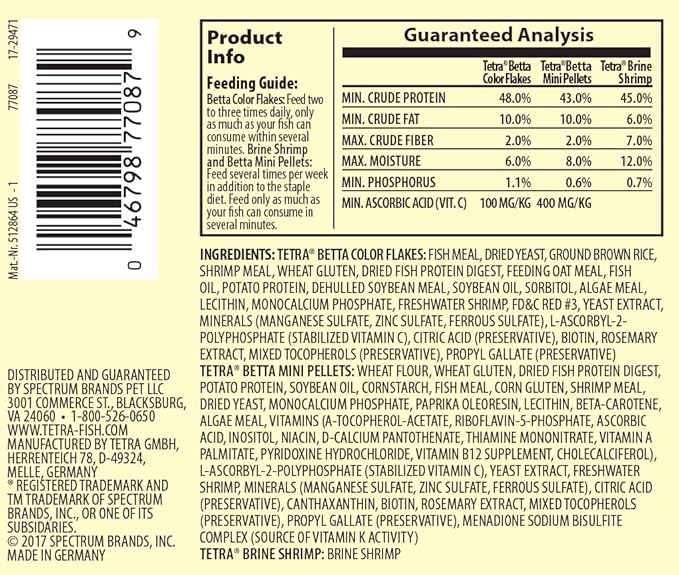 Tetra BettaMin Select-A-Food 1.34 Ounces, Fish Flakes, Variety Pack