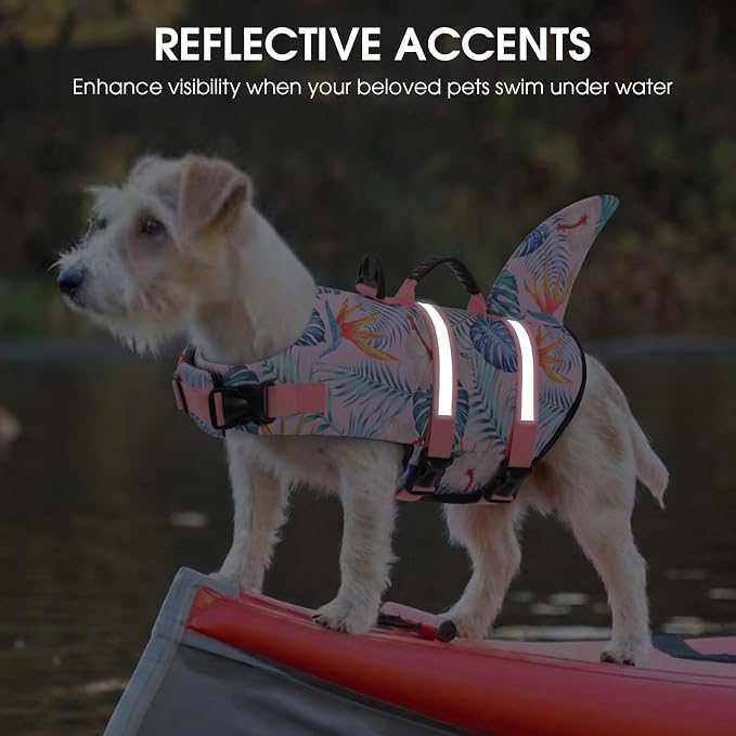 Shark Dog Life Vest for Swimming, Pet Life Vests for Boating, High Buoyant DogLife Jacket, Ripstop High Flotation Swimsui for Small, Medium, Large Dogs (HawaiiPink,XS)