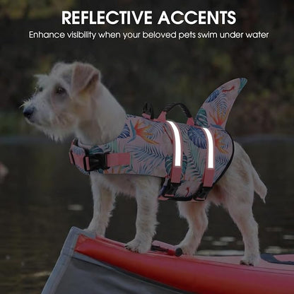 Shark Dog Life Vest for Swimming, Pet Life Vests for Boating, High Buoyant DogLife Jacket, Ripstop High Flotation Swimsui for Small, Medium, Large Dogs (HawaiiPink,S)