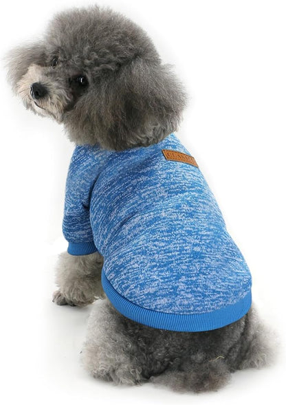 Idepet Pet Dog Classic Knitwear Sweater,Fleece Coat for Small,Medium Dog,Warm Pet Dog Cat Clothes,Soft Puppy Customes (XS, Blue)