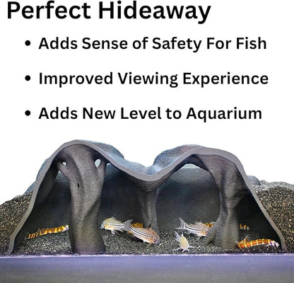 Aquarium Underground Cave Natural Mangrove Tree | Viewing Fish Under Gravel Tunnel Hide | Fish Tank Hideout Decor Decoration Enrichment for Corydora Catfish, Kuhli Loach, Clown Loach, Pleco, Betta