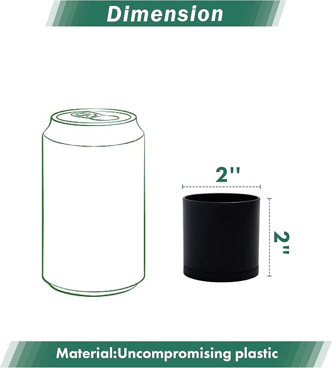 D'vine Dev 24 Pack 2 Inch Mini Plastic Plant Pots, Small Garden Planters for Plant with Drainage Holes and Saucers, Black Color, 74-Y-A-6
