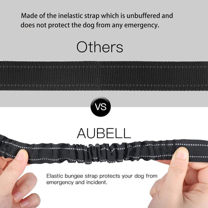 AUBELL Dog Seat Belt for Car,Updated 3-in-1 Adjustable Reflective Bungee Heavy Duty Dog Car Harness Tether with Clip Hook Latch & Buckle,Swivel Zinc Alloy Carabiner,Black