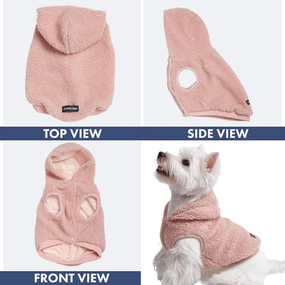 Spark Paws Teddy Dog Sweater, Sherpa Jacket Vest with Warm Fleece Lining, Winter Coat Suitable for Small Medium Large XL XXL Breeds - Pink - M