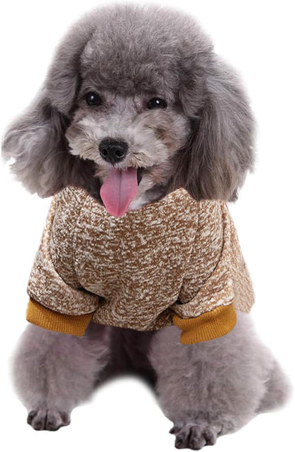 Jecikelon Dog Clothes Dogs Sweater Soft Puppies Clothing Winter Puppy Sweaters Warm Outfit for Dogs Small XXS XS Cat Apparel (Khaki, XL)