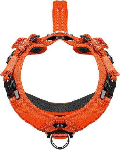 ICEFANG Dog Halter Harness with Metal Buckles,Dog Strap Vest for Small Dogs | Control Handle,Summer-Cooling,Reflective,Front Hook,Adjustable,Soft Padded,No Pull,Orange,Small