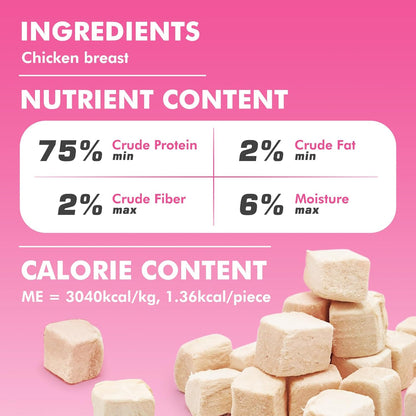Freeze Dried Cats & Dogs Raw Treats, All Natural Single Ingredient Chicken Breast, High Protein Healthy Pet Training Treats or Food Topper, 11.3 oz