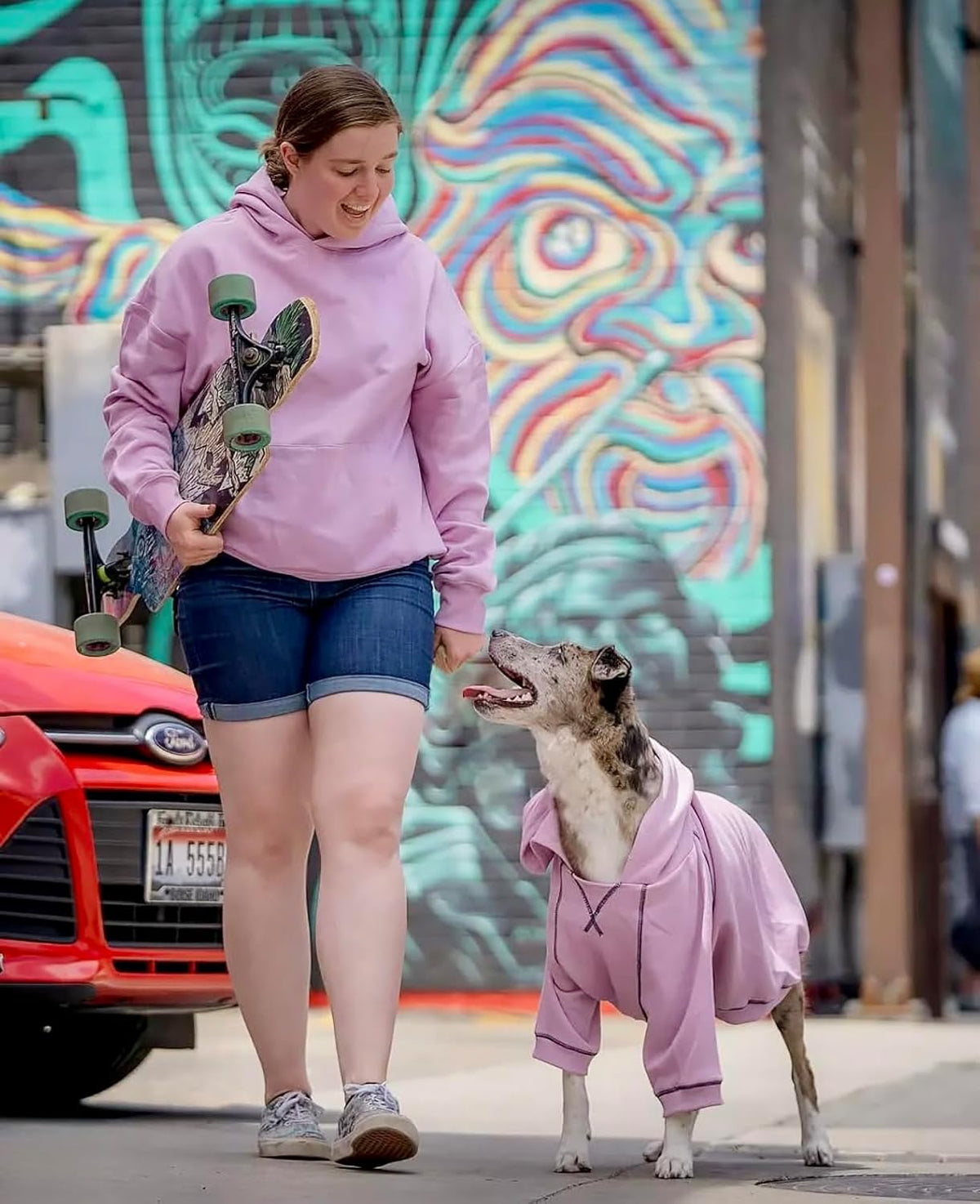 Blueberry Pet Essentials Hoodie – 14″ Soft French Terry Sweatshirt with Hood, Coral Pink, Award‑Winning Small‑Dog Jersey