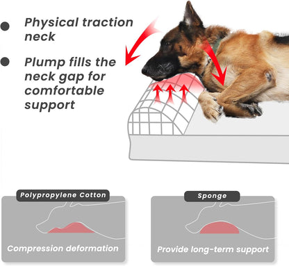 Laifug Orthopedic Memory Foam Extra Large Dog Bed with Pillow and Durable Waterproof Liner and Removable Washable Cover and Smart Design (Large (46" x 28" x 8"), Brown)