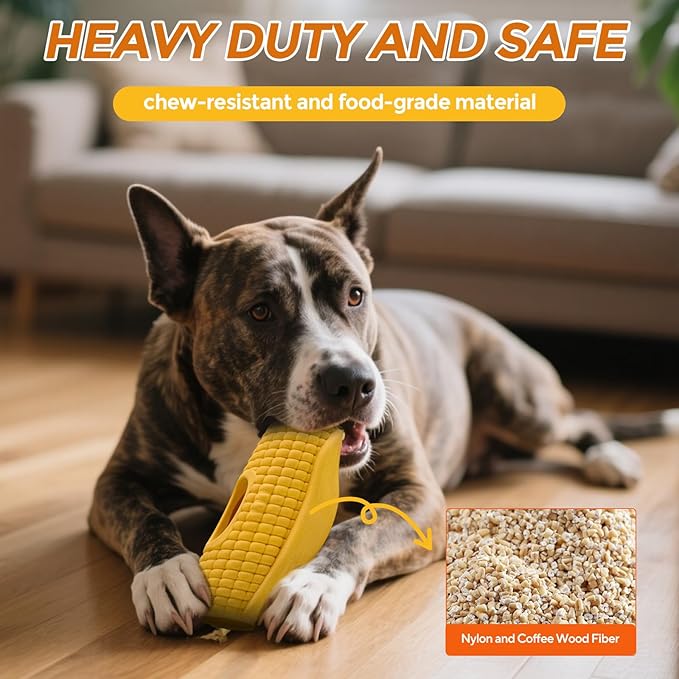 Interactive Frozen Dog Treat Toy, Indestructible Dog Enrichment Toys for Large Dogs, Dog Toys to Keep Them Busy, Corn Shape