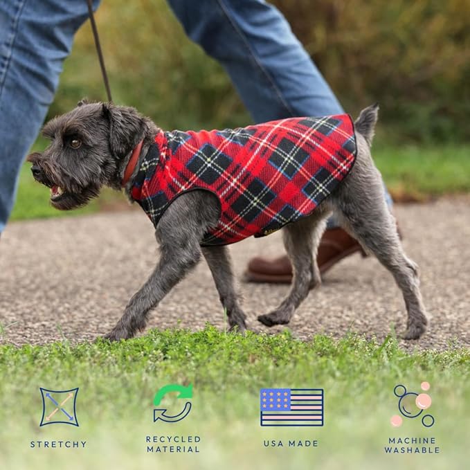 Goldpaw Stretchy Fleece Jacket for Small Dogs - Super Soft, Warm Dog Sweater - Pet Sweater Vest for Fall and Winter - Canine Clothes Made in The USA - Machine Washable - Paprika - Size 16