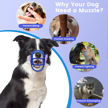 Basket Muzzle Allows Panting Drinking, Anti Biting Chewing, Suitable for Grooming Trimming Training, for Small Medium Large Dogs (Blue, Size 4)