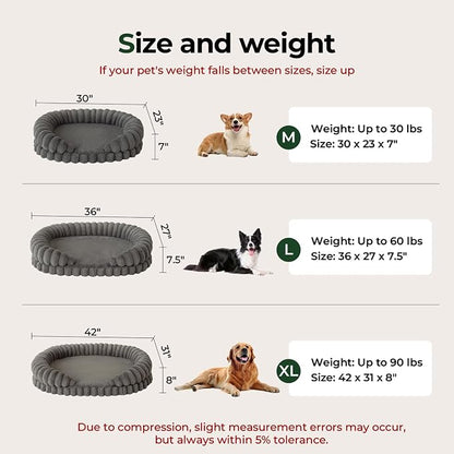 BALANCE Calming Dog Bed for Medium Sized Dogs, 30 Inches Oval Washable Pet Bed with Sides, Orthopedic Pet Couch Sofa with Non-Slip Bottom, Oatmeal