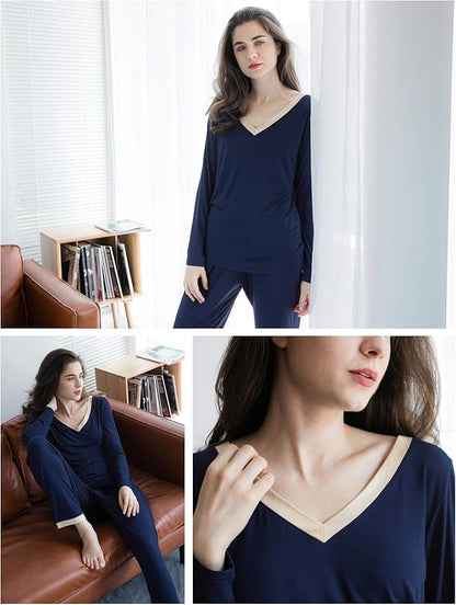 GYS Viscose from Bamboo Women's Pajama Sets Super Soft Long Sleeve Sleepwear Comfy Winter Pjs Sets S-4X