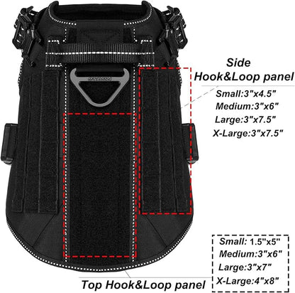 ICEFANG Tactical Dog Harness for Medium Dogs,Reflective No Pull Dog Vest | with Control Handle,Adjustable,Front Hook,2 Leash Clips,Soft Padded,MOLLE Panel,Black,Medium