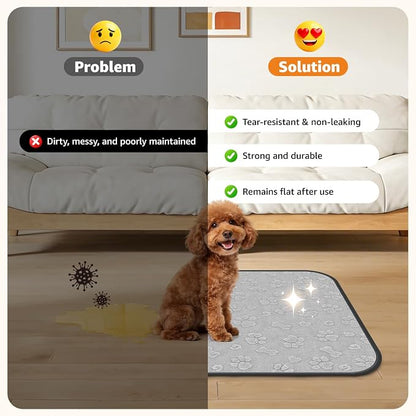 LOOBANI 2 Pack Extra Large Washable Pee Pads for Dogs 72"x72", Gray | Non-Slip Reusable Dog Mat, Super Absorbent & Waterproof Whelping Pads For Floor, Bed, Incontinence, Housebreak, Leak-Proof
