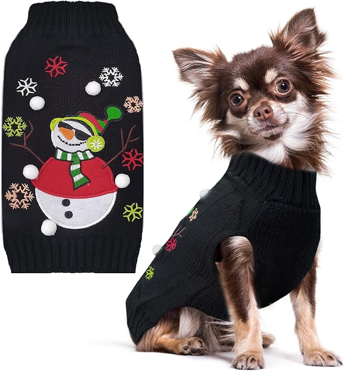 PETCARE Christmas Dog Sweaters Black Snowman Ugly Snow Xmas Puppy Costume Pet Holiday New Year Fall Winter Dog Clothes for Small Medium Large Dogs Cats Pullover Cat Sweaters Outfits
